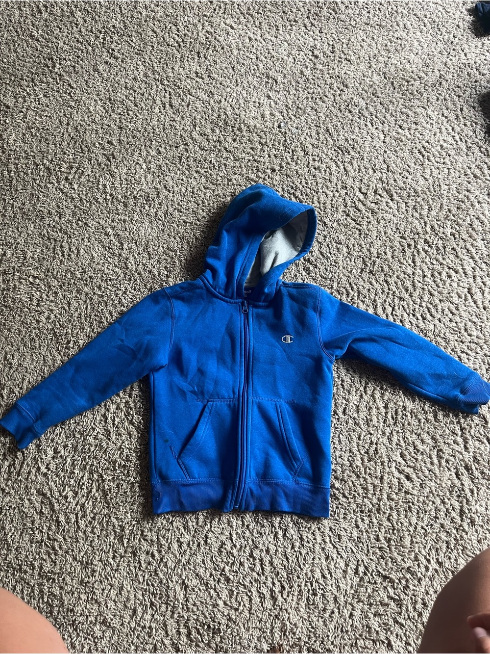 Champion Kids Royal Blue Hooded Zip  Sweatshirt with Small Stain
